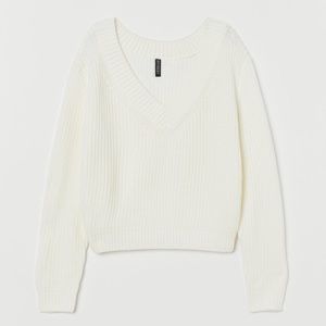 White V-neck sweater